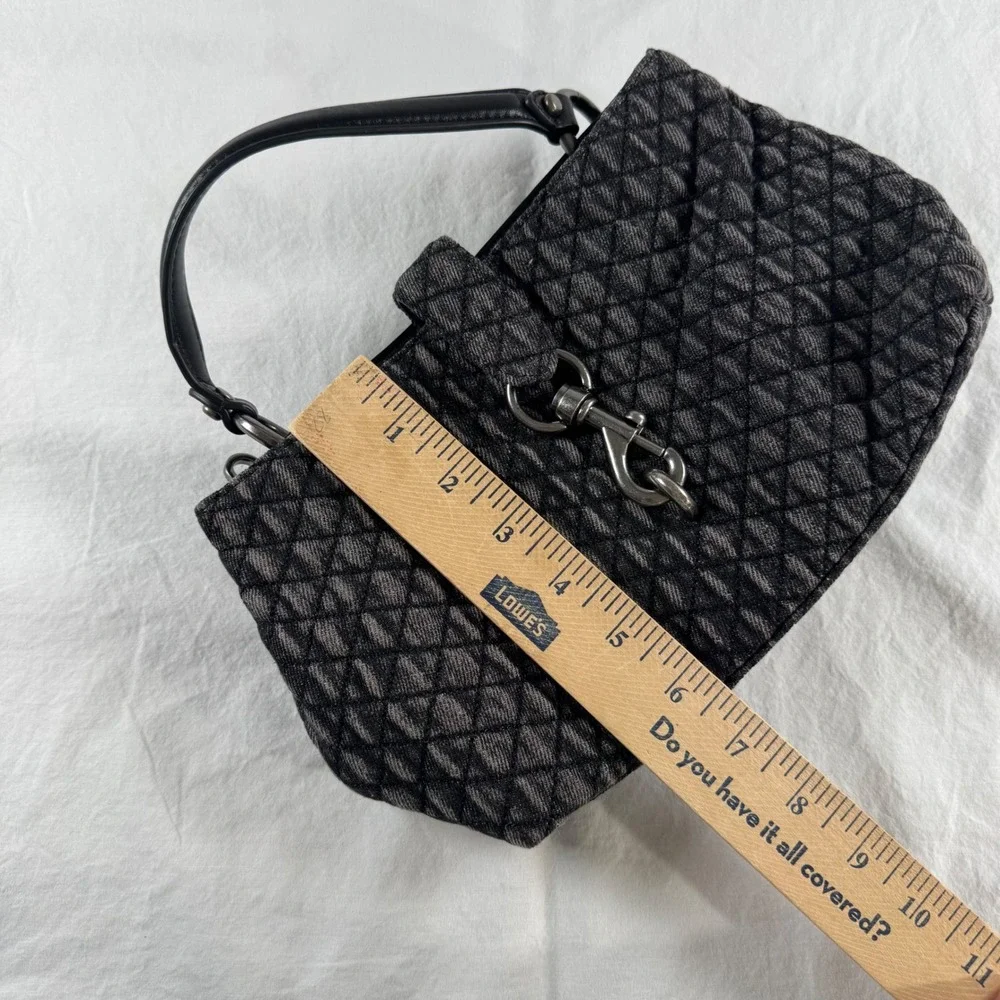 Rebecca Minkoff Black Quilted Denim Leather Satchel Handbag